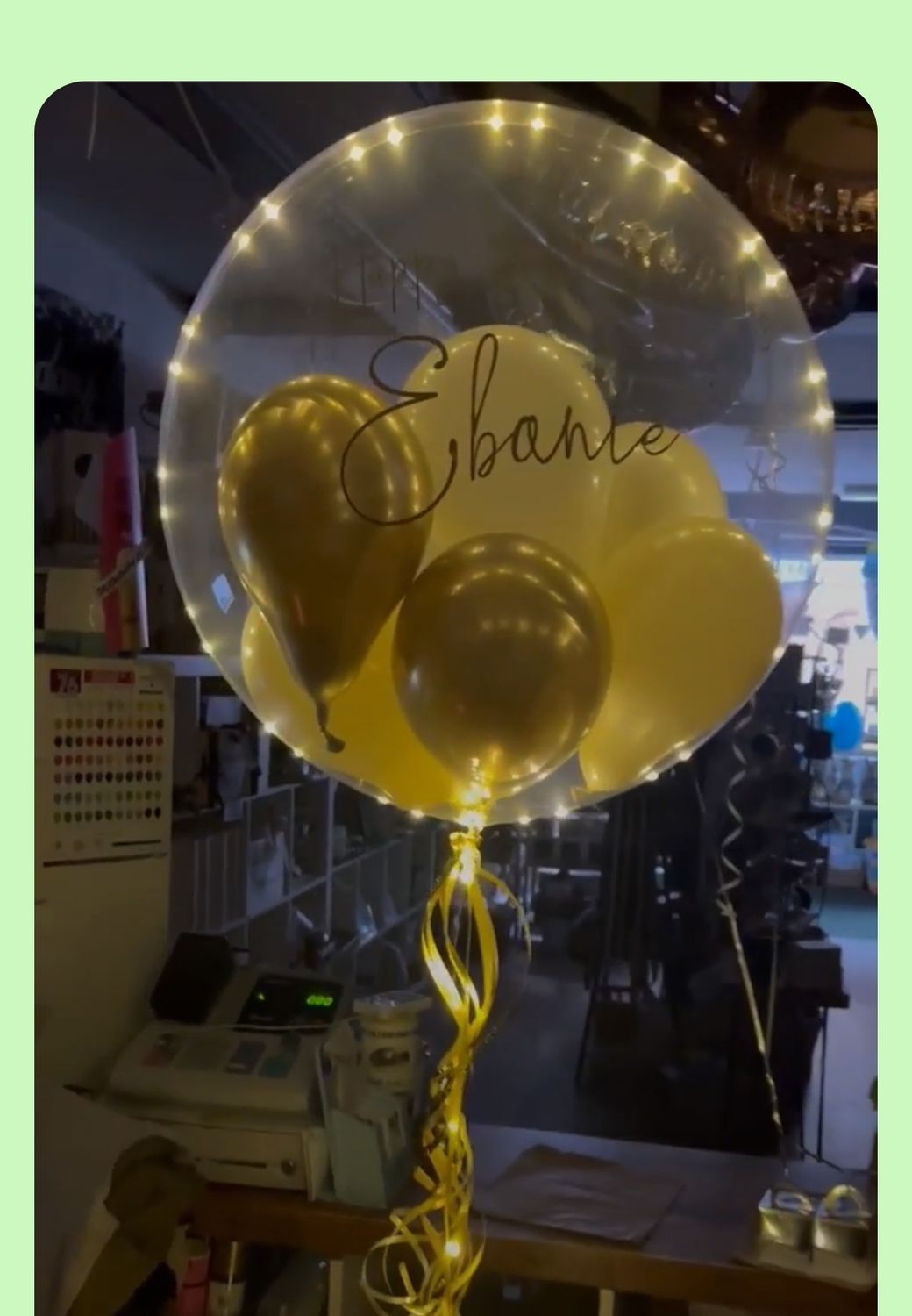 Personalised bubble balloon in lights