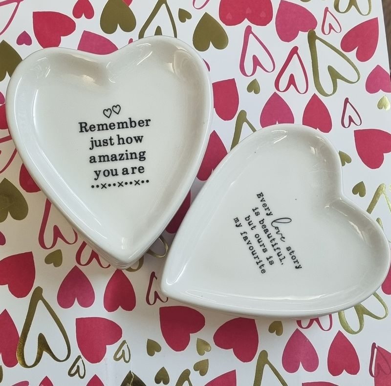 Porcelain heart trinket dish