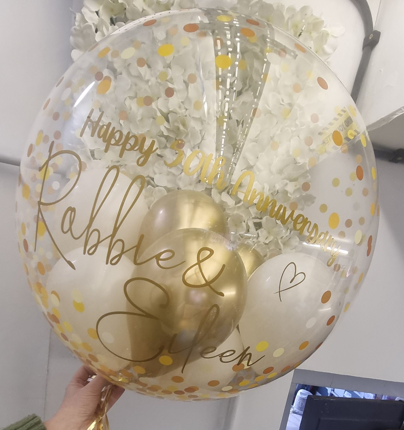 Bubble balloon personalised -  Gold confetti