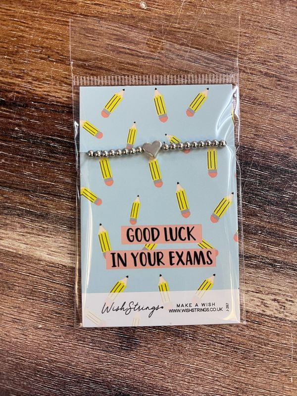 Good Luck In Your Exams Silver Bracelet - WishStrings