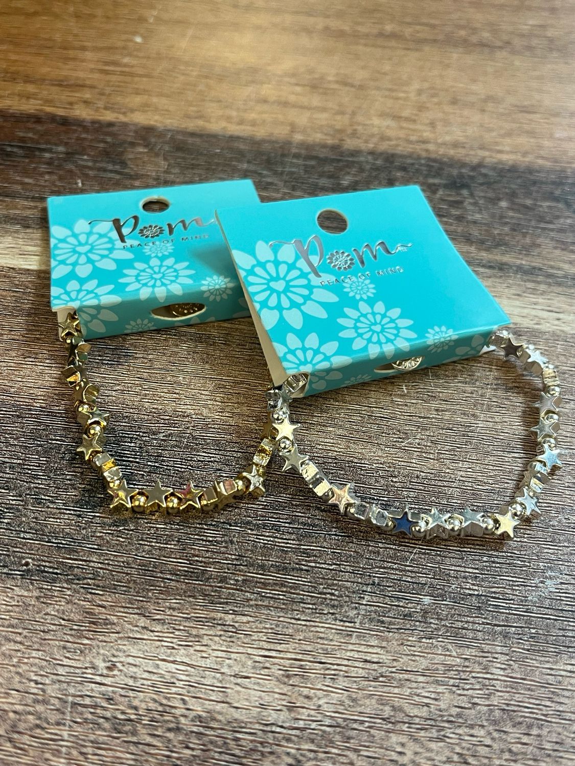 POM Gold Or Silver Star Stretch Bracelet