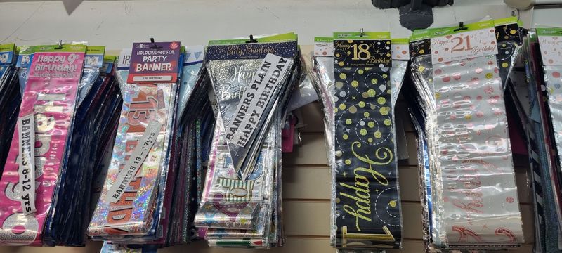 Birthday banners 9ft, approx 3 banners