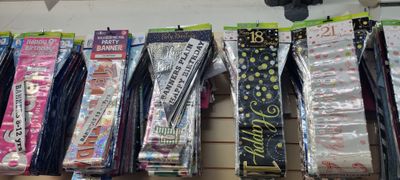 Birthday banners 9ft, approx 3 banners