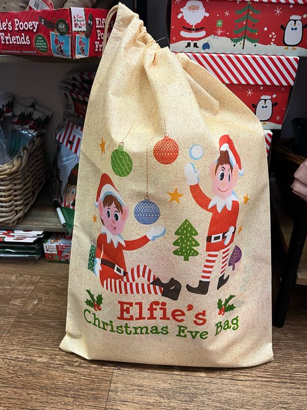 Elf Christmas Eve Woven Sack