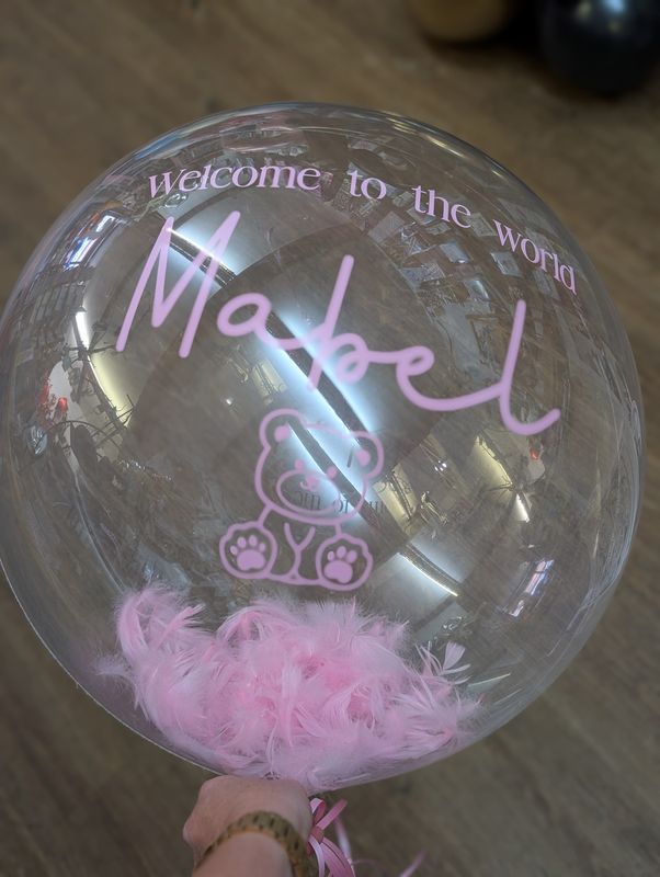 Personalised bubble balloon with feathers