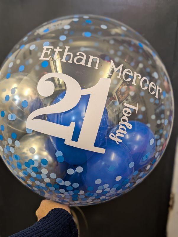 Bubble balloon personalised -  Blue confetti