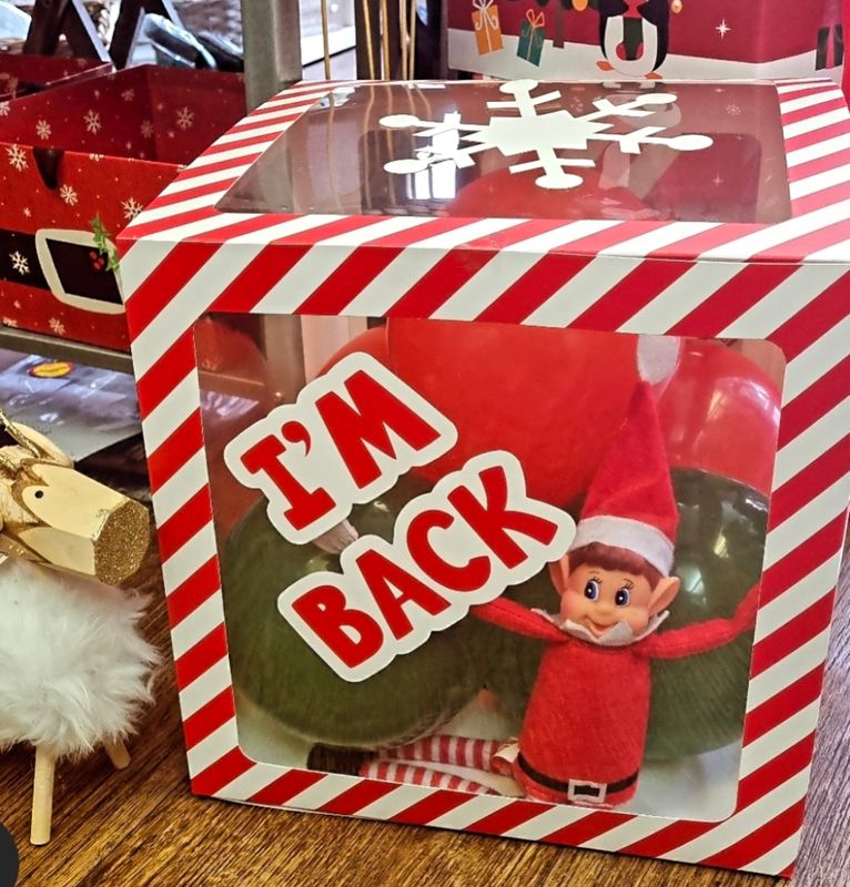 Hidden Elf amongst balloons box