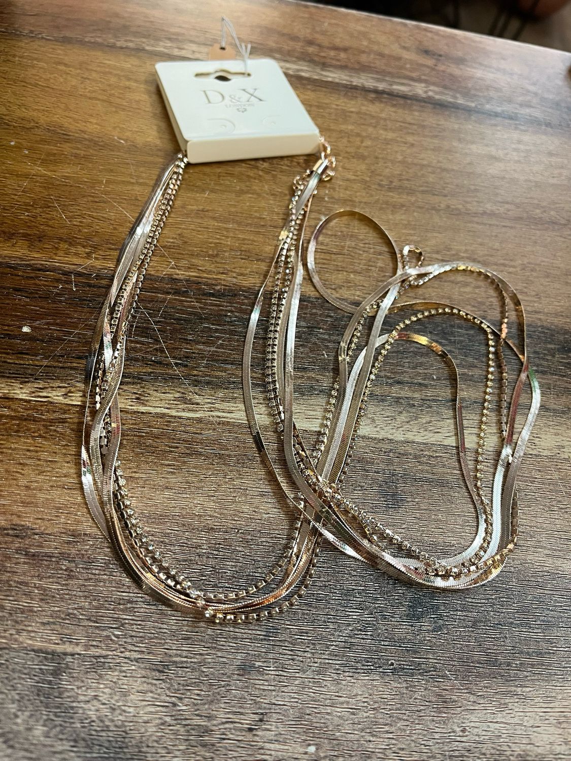 D&amp;X London Rose Gold And Diamond Long Necklace