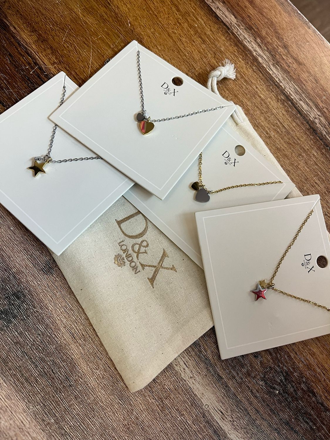 Gold Or White Gold With Heart Or Star Detail Necklace By D&amp;X London