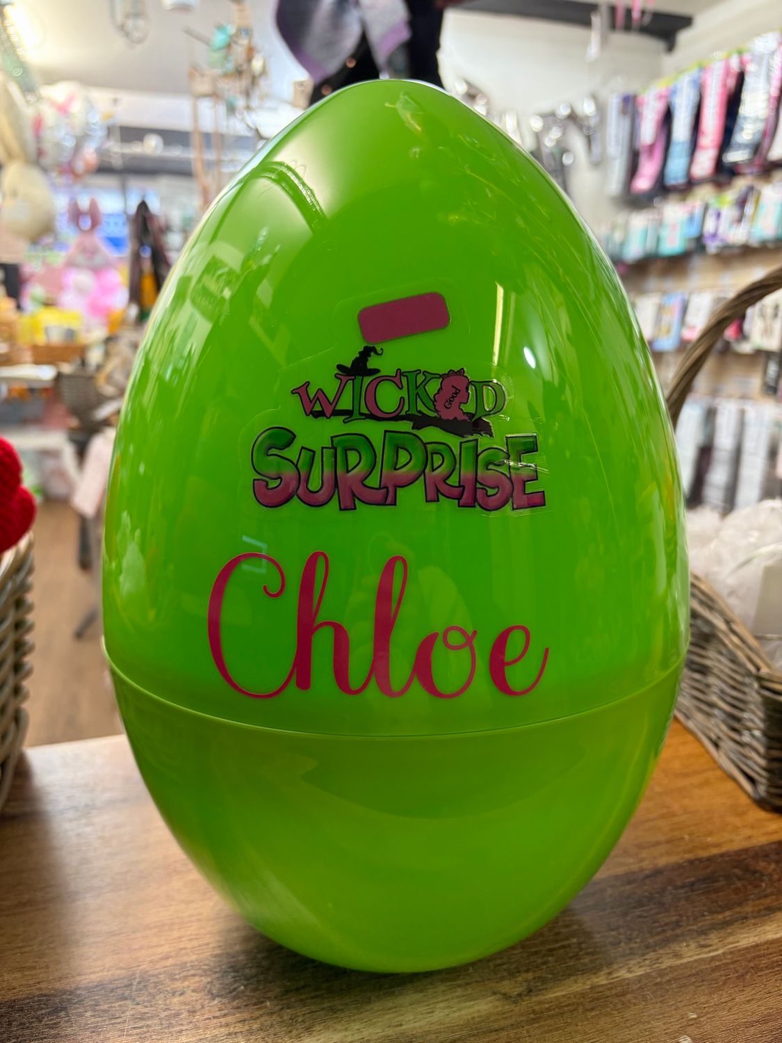 Wicket Themed Green Personalised Egg