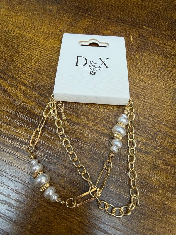 Gold And Pearl Bead Double Bracelet By D&amp;X London