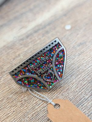 Positive pants metal pin glitter brooch 