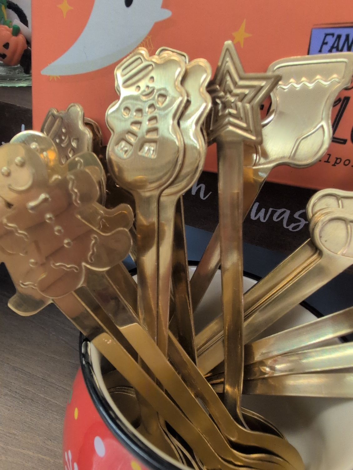Christmas gold metal teaspoon