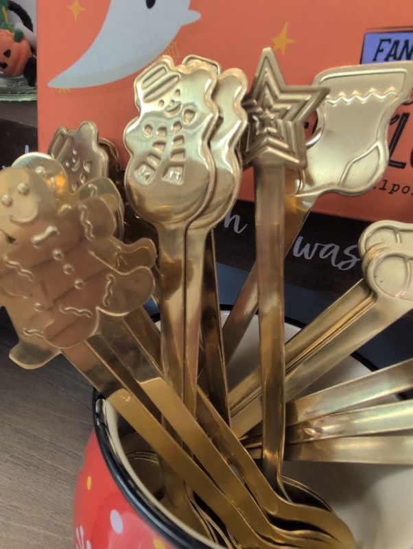 Christmas gold metal teaspoon
