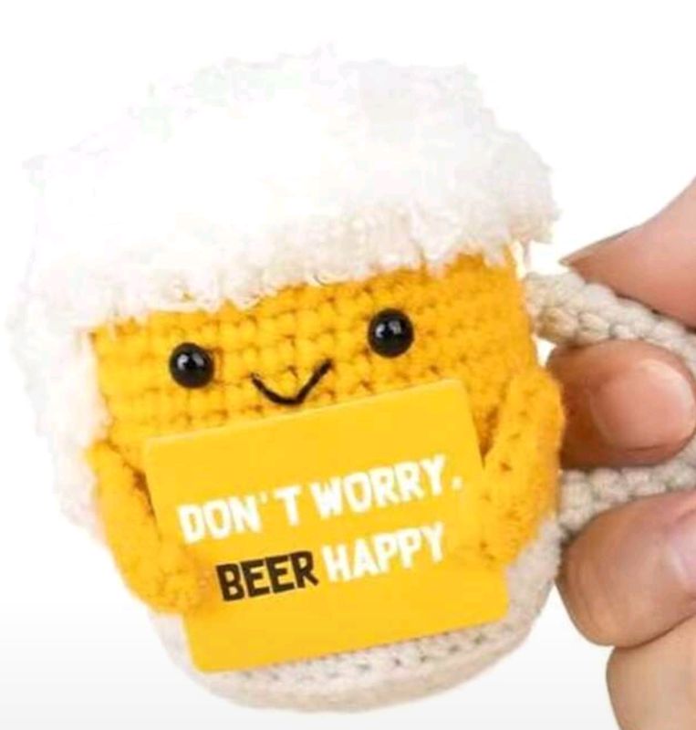 Beer crochet pint pot "don't worry beer happy"