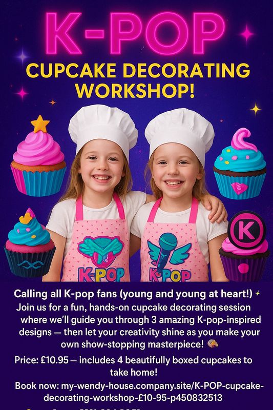 K-POP cupcake decorating workshop (£10.95) £5 deposit 