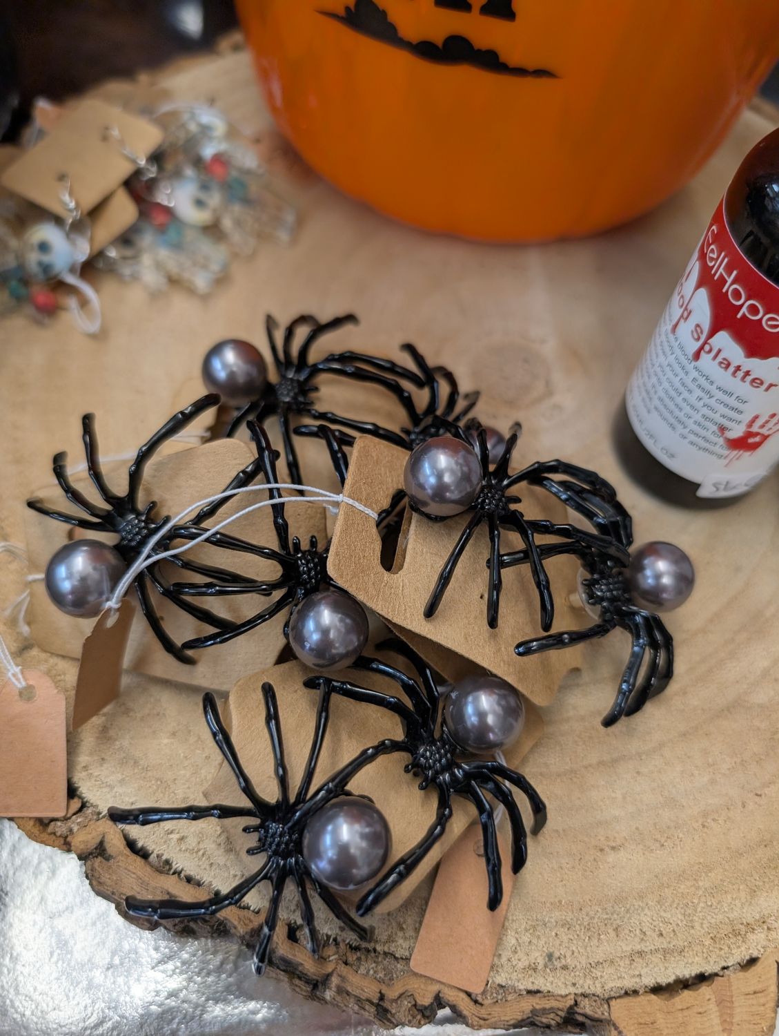 Halloween spider earrings