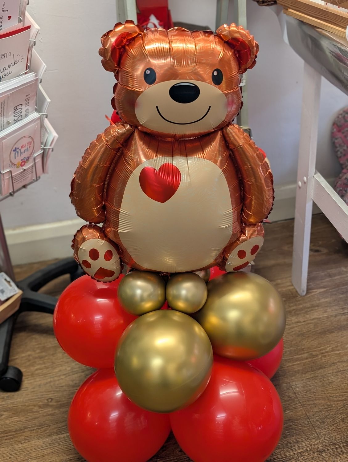 Heart bear balloon on stack