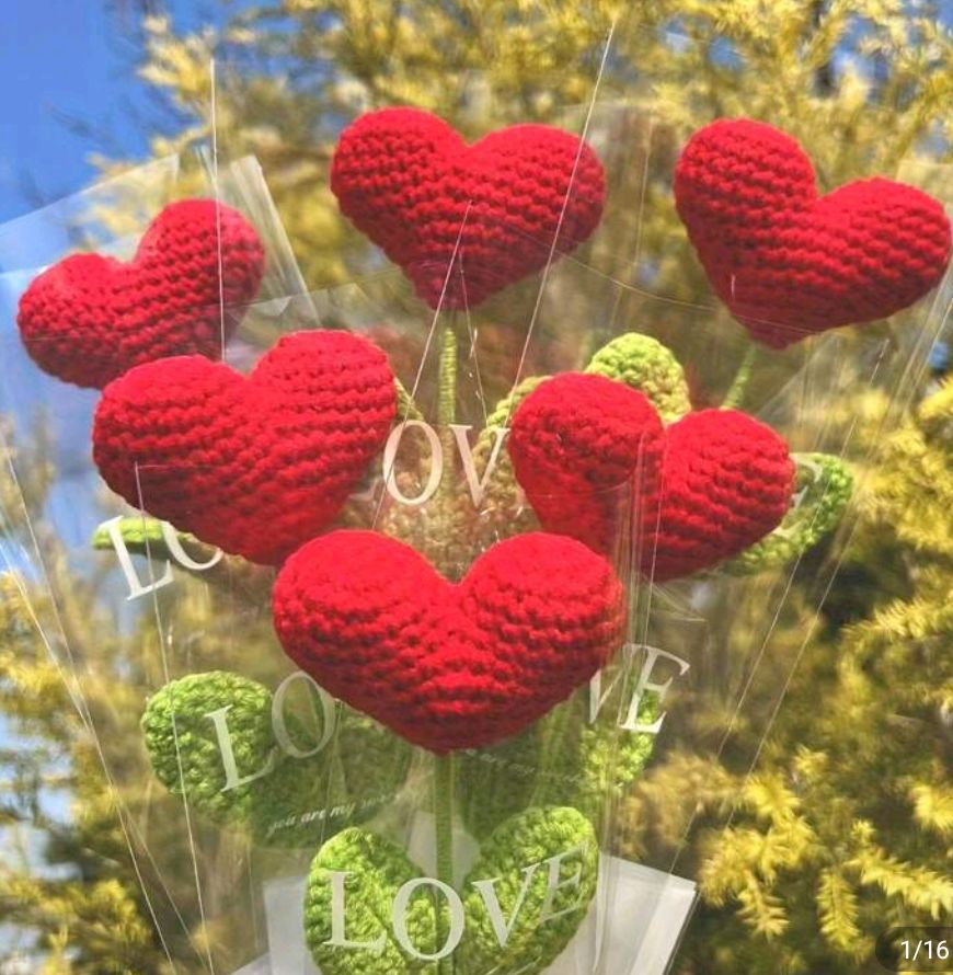 Crochet heart flower
