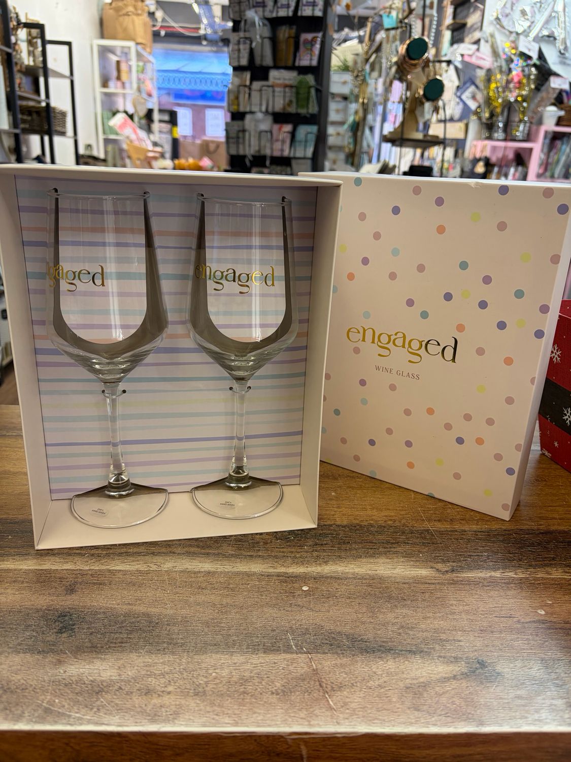 Boxed Set Engaged Wine Glasses
