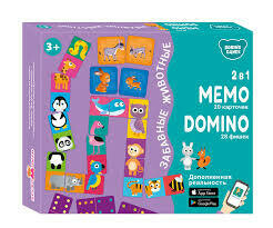 Настольные игры. Мемо Домино. Забавные животные. 2 в 1