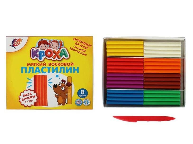 Луч. Пластилин мягкий "Кроха" 8 цв.