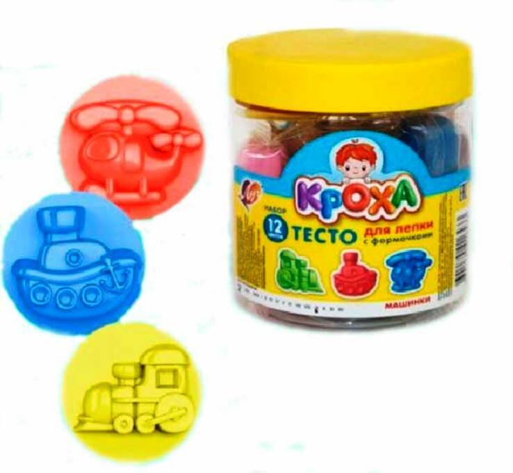 Луч. Тесто для лепки с формочками "Кроха. Машинки" 12 цветов