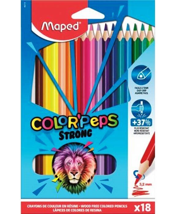 MAPED. Карандаши цветные пластиковые "Color'Peps Strong" (18 цветов)