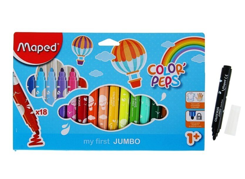 MAPED. Фломастеры макси (18 цветов) суперсмываемые