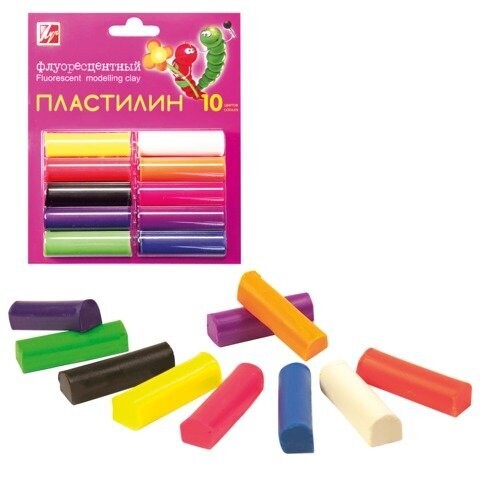 Пластилин флуоресцентный 10 цв.