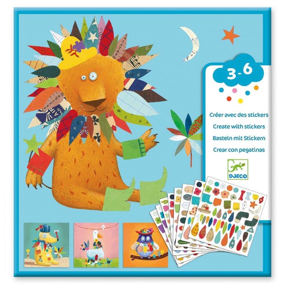 Набор создания аппликаций наклейками «Животные» / Djeco Create with stickers Animals