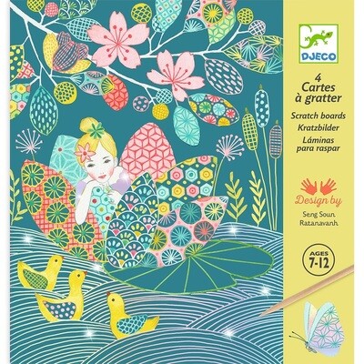 Набор скретч-картинок Волшебный пруд / Djeco scratching cards - The encanted pond