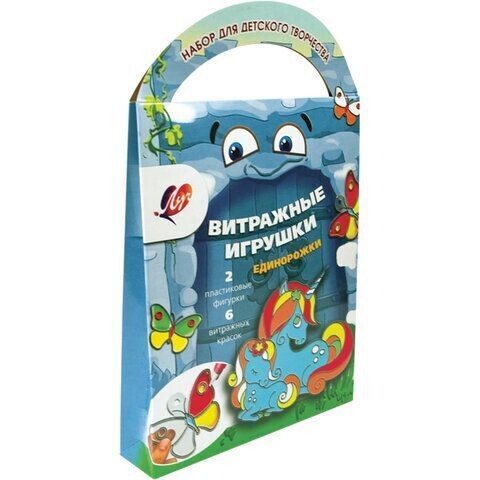 Набор красок по стеклу с трафаретом "Единорожки"