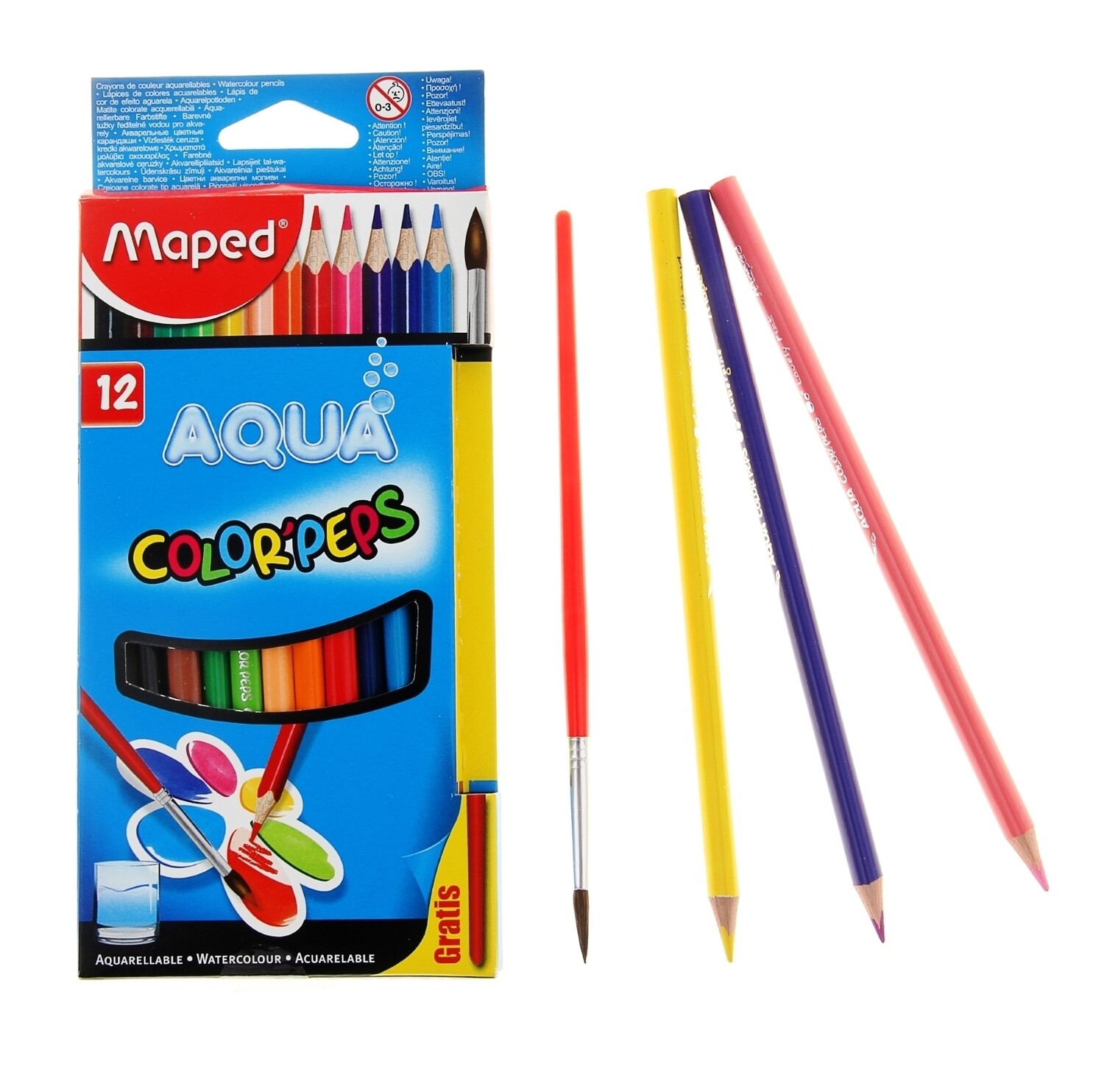 Maped. Карандаши цветные акварельные "Color'Peps Aqua" с кисточкой