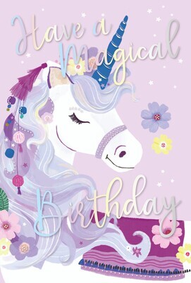 BIRTHDAY GREETING CARD - 7X7 - UNICORN