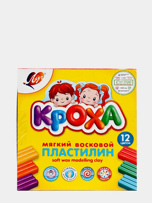 Пластилин 12 цветов, мягкий "Кроха"
