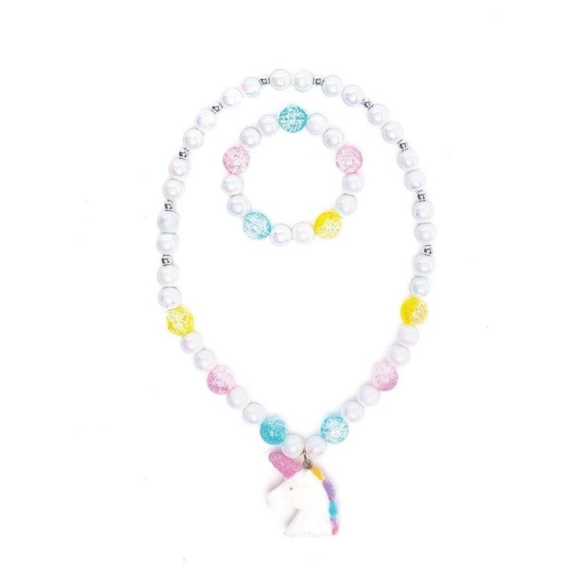 White Unicorn Necklace &amp; Bracelet Set
