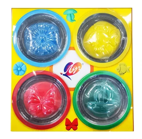 Набор теста для лепки 4 цвета (крышки-формочки)