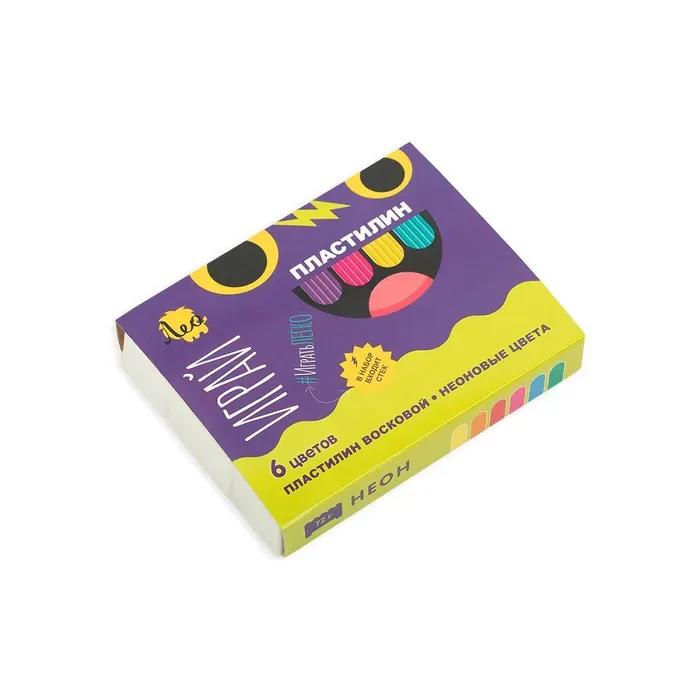 Лео. Пластилин восковой "Играй" неоновые цвета 6 цв.