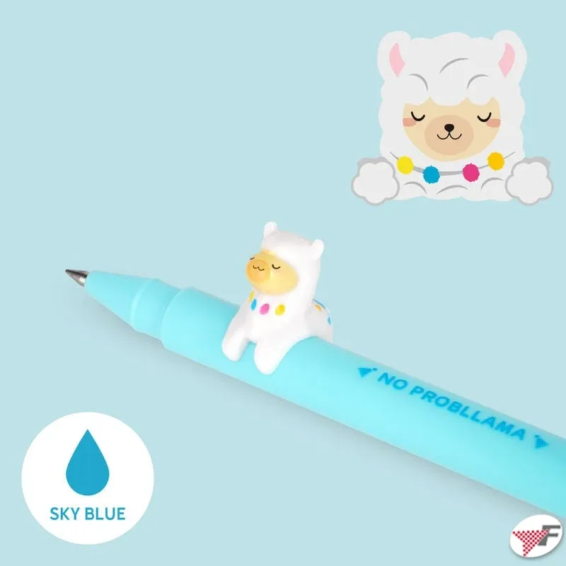 10 gel pen with animal decoration - lovely friends_kit_15pcs - llama