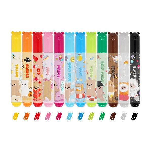 Set of 12 markers teddy friends