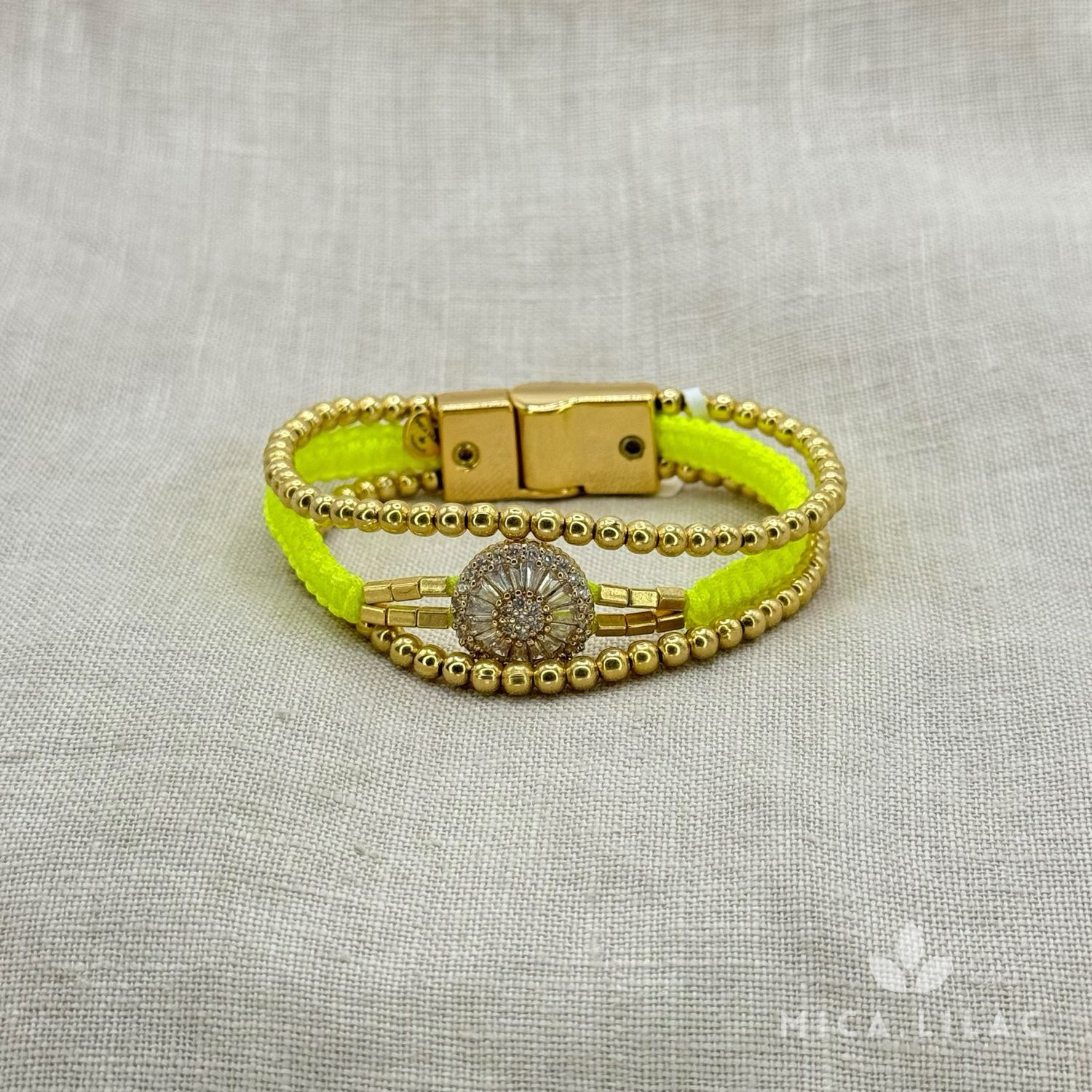 Pulseira TRIO DA LUZ, CORES: Dourada - AMARELO NEON