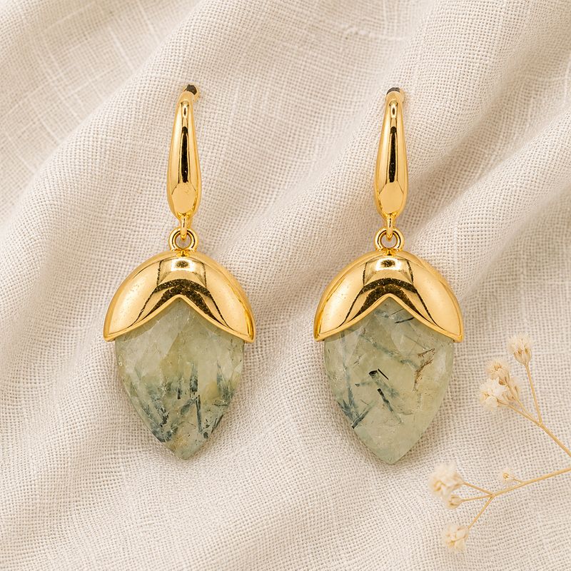 Iris Earrings — Natural Prehnite