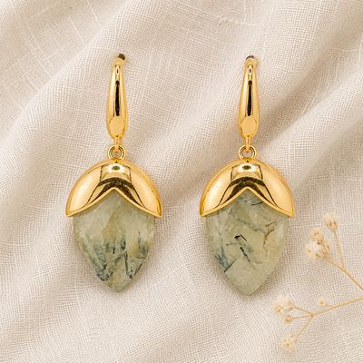 Iris Earrings — Natural Prehnite