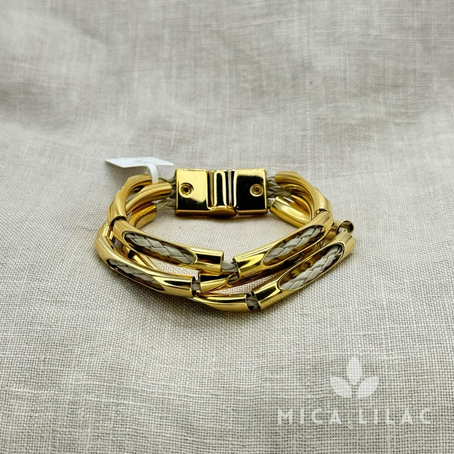 Celine in leather Bracelet, COLORS: BEIGE