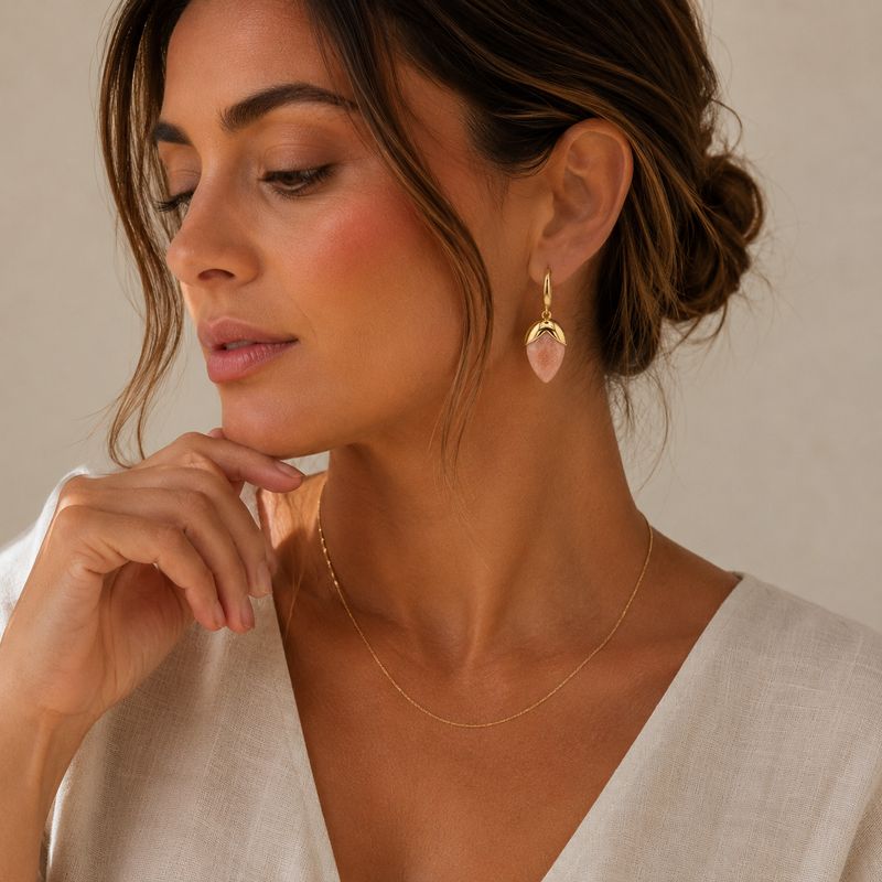 Iris Earrings — Pink Moonstone