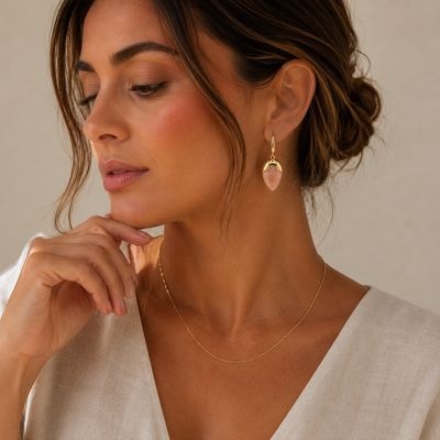 Pendientes Iris — Pink Moonstone