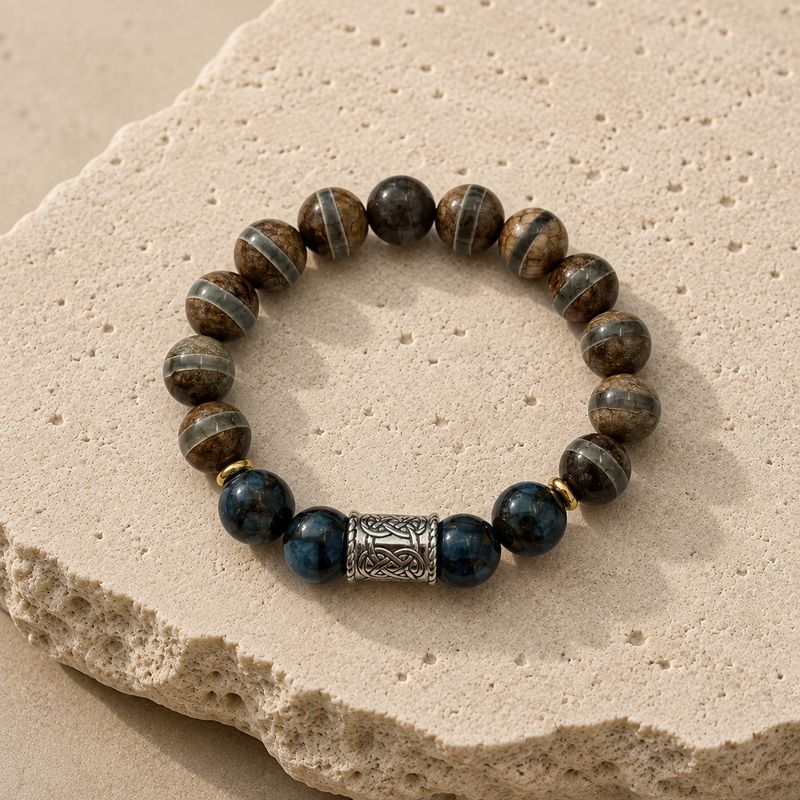 Pulsera — Ágata Tibetana y Ojo de Halcón