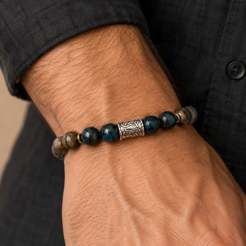 Pulsera — Ágata Tibetana y Ojo de Halcón