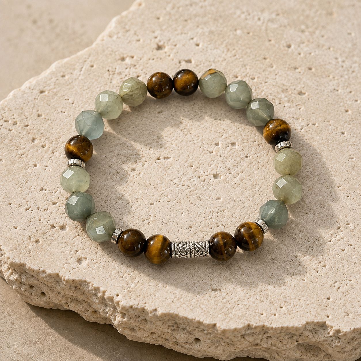 Bracelet — Prehnite and Tiger’s Eye